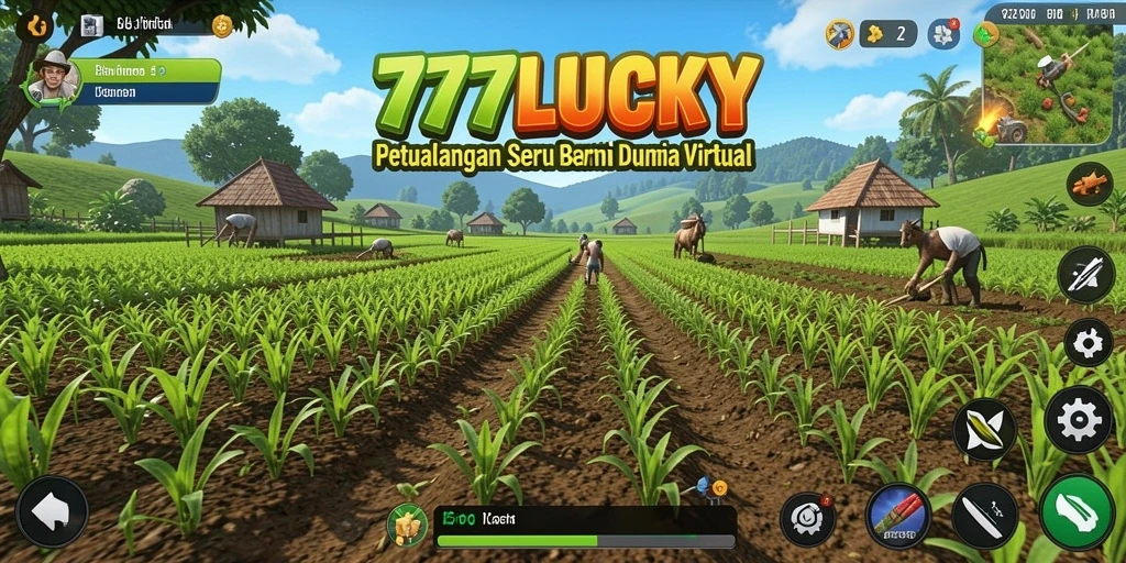 Screenshot menunjukkan pemain yang sedang merawat ladang di 777LUCKY.