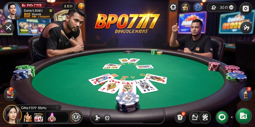 Tampilan gameplay Poker di BPO777 yang menegangkan dan seru.