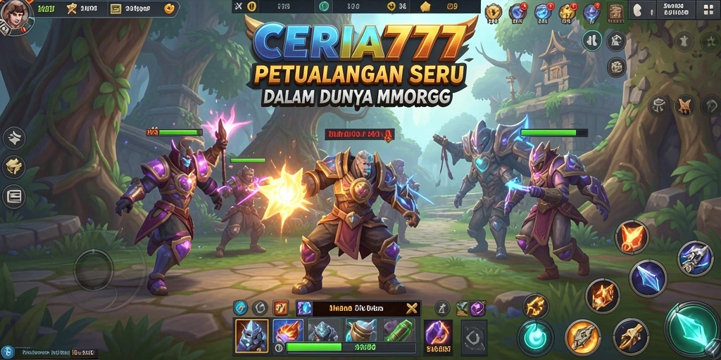 Screenshot CERIA777 menampilkan pertempuran mendebarkan dalam dunia MMORPG.