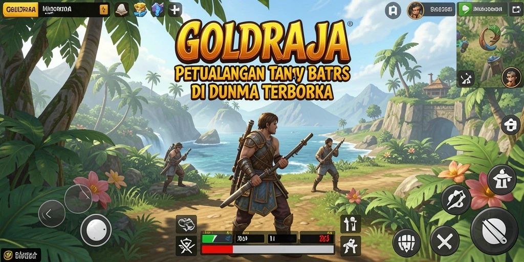 Tampilan gameplay menakjubkan dari <strong>GOLDRAJA</strong> dalam dunia terbuka.