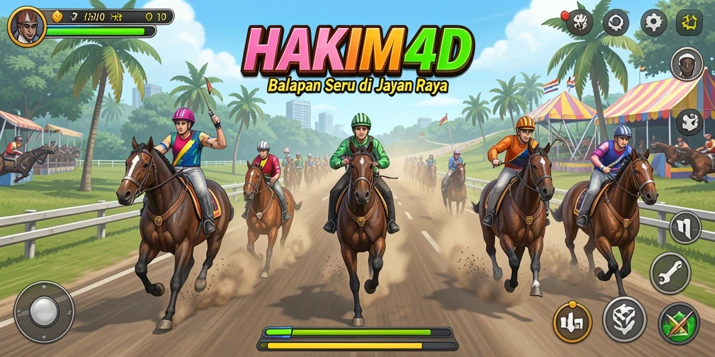 Tampilan gameplay HAKIM4D yang mendebarkan dan penuh aksi balap.