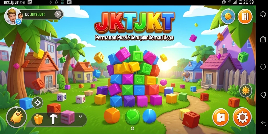 Tampilan gameplay menantang di JKTJKT menunjukkan berbagai level puzzle.