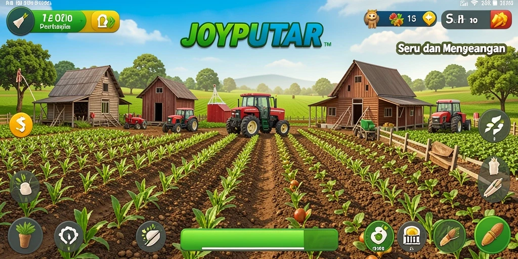 Screenshot JOYPUTAR menampilkan aktivitas pertanian yang menyenangkan dan interaktif.