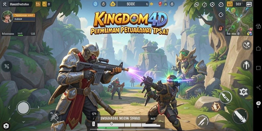 Screenshot utama KINGDOM4D menampilkan aksi seru dalam pertempuran TPS.