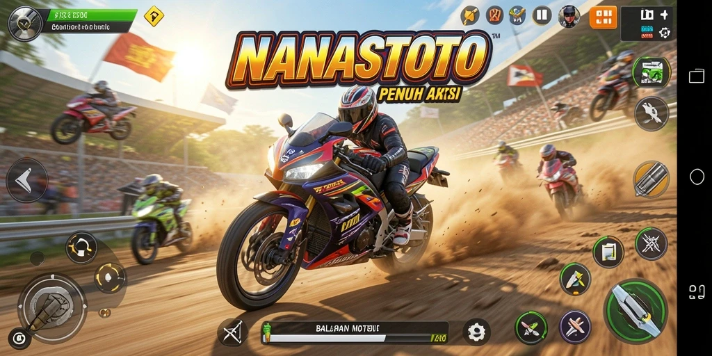 Gameplay balapan motor seru di NANASTOTO.