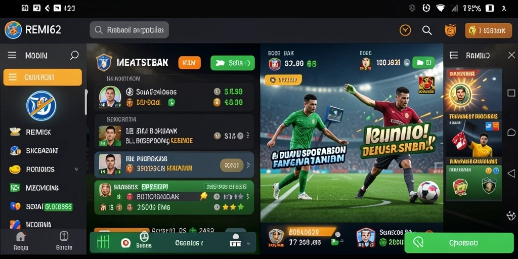 Tampilan gameplay taruhan olahraga di aplikasi REMI62.