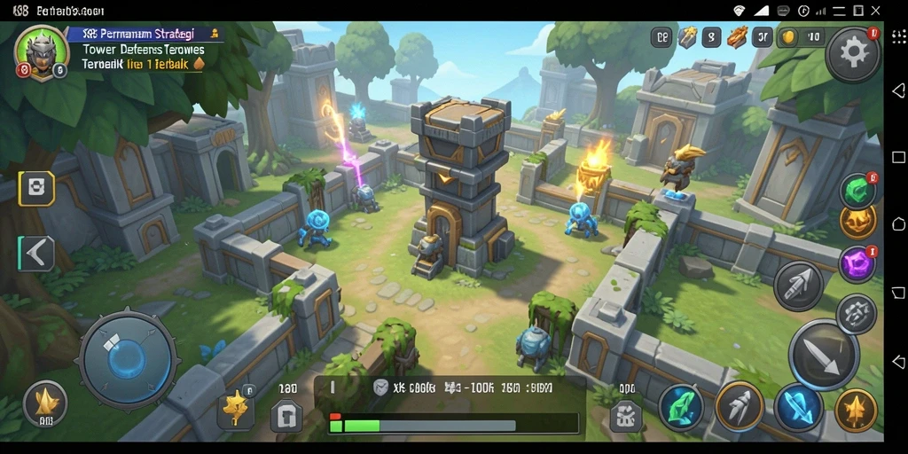 Tangkapan layar gameplay X88 menampilkan action Tower Defense yang mengasyikkan.